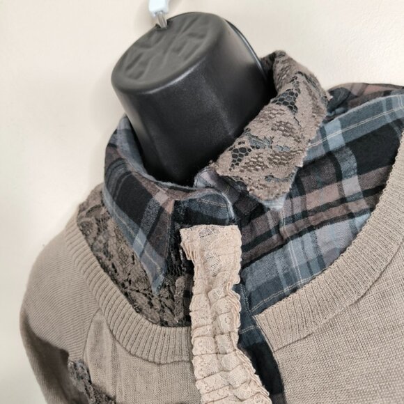 Luxuria Y2K Dark Academia Punk Lagenlook Patchwork Boho Wool Sweater Dress S - Picture 5 of 10